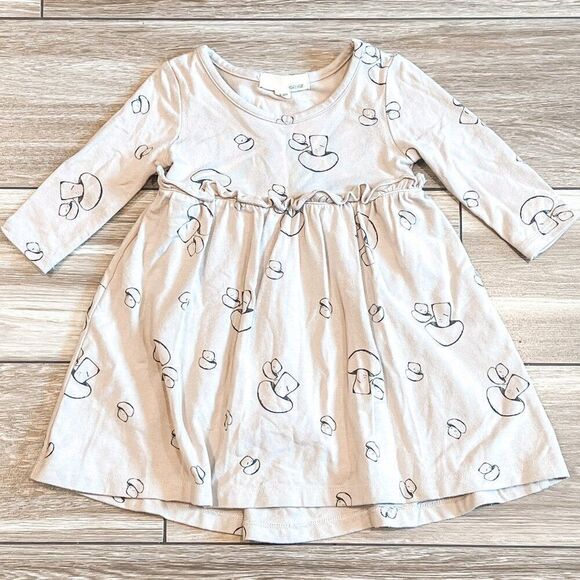 Greige Long Sleeve Mushroom Bamboo Dress with Built-in Bloomers Size 3-6M - Picture 2 of 6